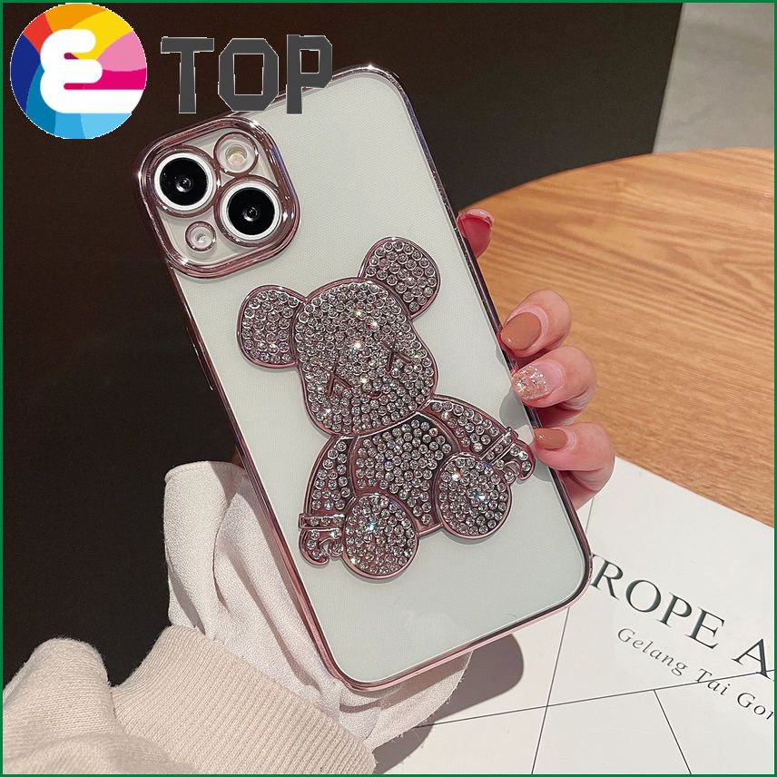 Suitable for Apple 13 mobile phone shell transparent three-dimensional bear 12promax tide brand iPhone11 protective sleeve tide