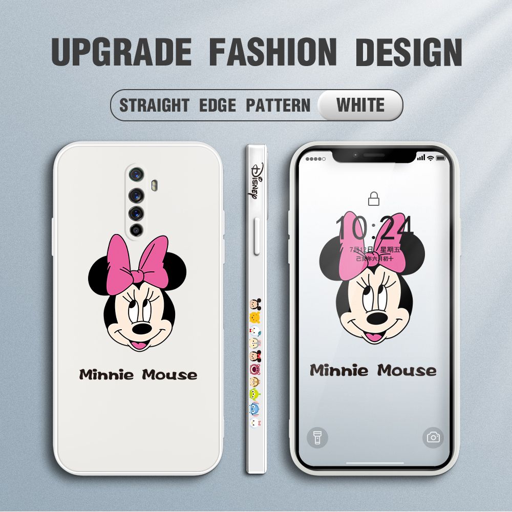 Jizetin for Realme X2 Pro / Reno Ace Case Minnie Mickey Mouse Design Side Design Phone Case Square Edge Pattern Liquid Silicone Cases Full Cover Camera Shockproof Protective Case