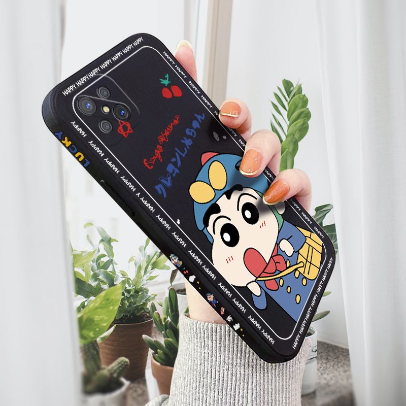 AMORVOR for OPPO Reno4 Z 5G Back Cover Cartoon Shin-chan Action Kamen Side design Soft Case Liquid Silicone Phone Cases