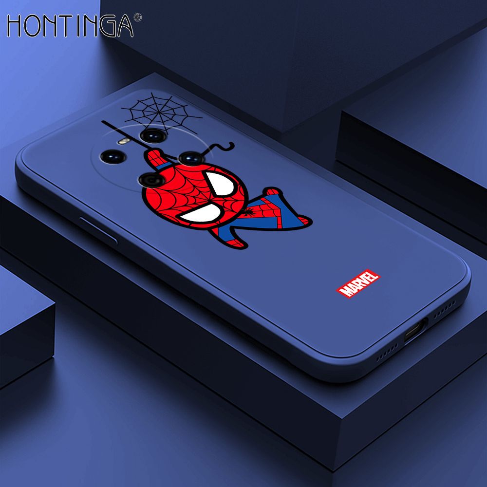 Hontinga for Huawei Mate 40 Case Cute Marvel Avengers Cartoon Spiderman Spider Man Phone Case Square Edge Silicone Cases Full Lens Cover Shockproof Protection Case