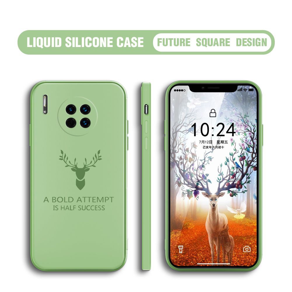 BILI for Huawei Mate30 Back Cover Simple Antlers Ultra Thin Soft Luxury Square Multicolor Liquid Silicone Phone Case