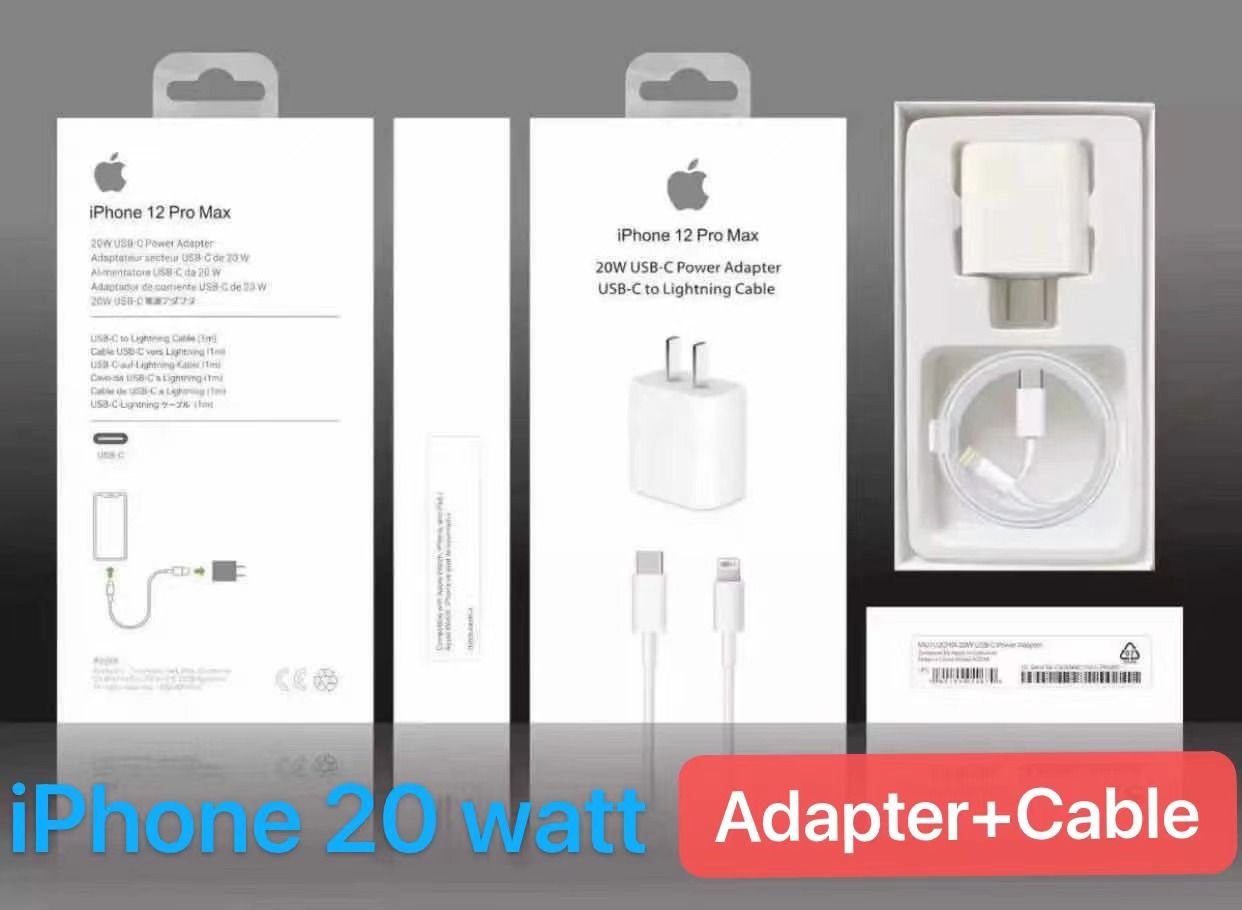 Apple 20W PD Premium quality Fast Charger Adapter with USB-C to Lightning Cable For 12 pro max, 12 pro, 12, 12 mini, 11 pro max, 11 pro, 11.