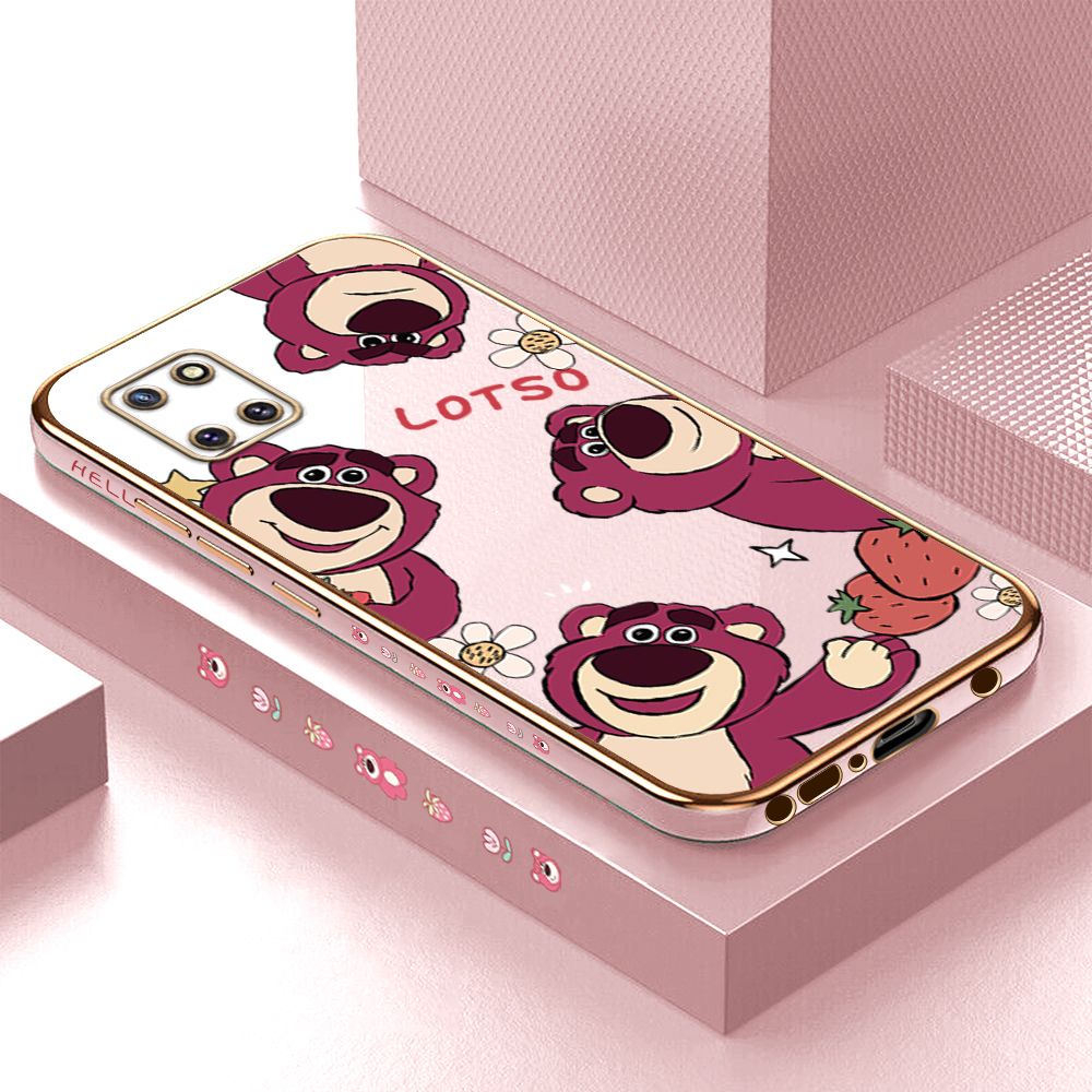 ZeroQiQi for Samsung Galaxy Note 10 Lite Back Cover Cute Bear Luxury 6D Plating Case Side Pattern Soft Silicone Square Phone Cases + Free Lanyard