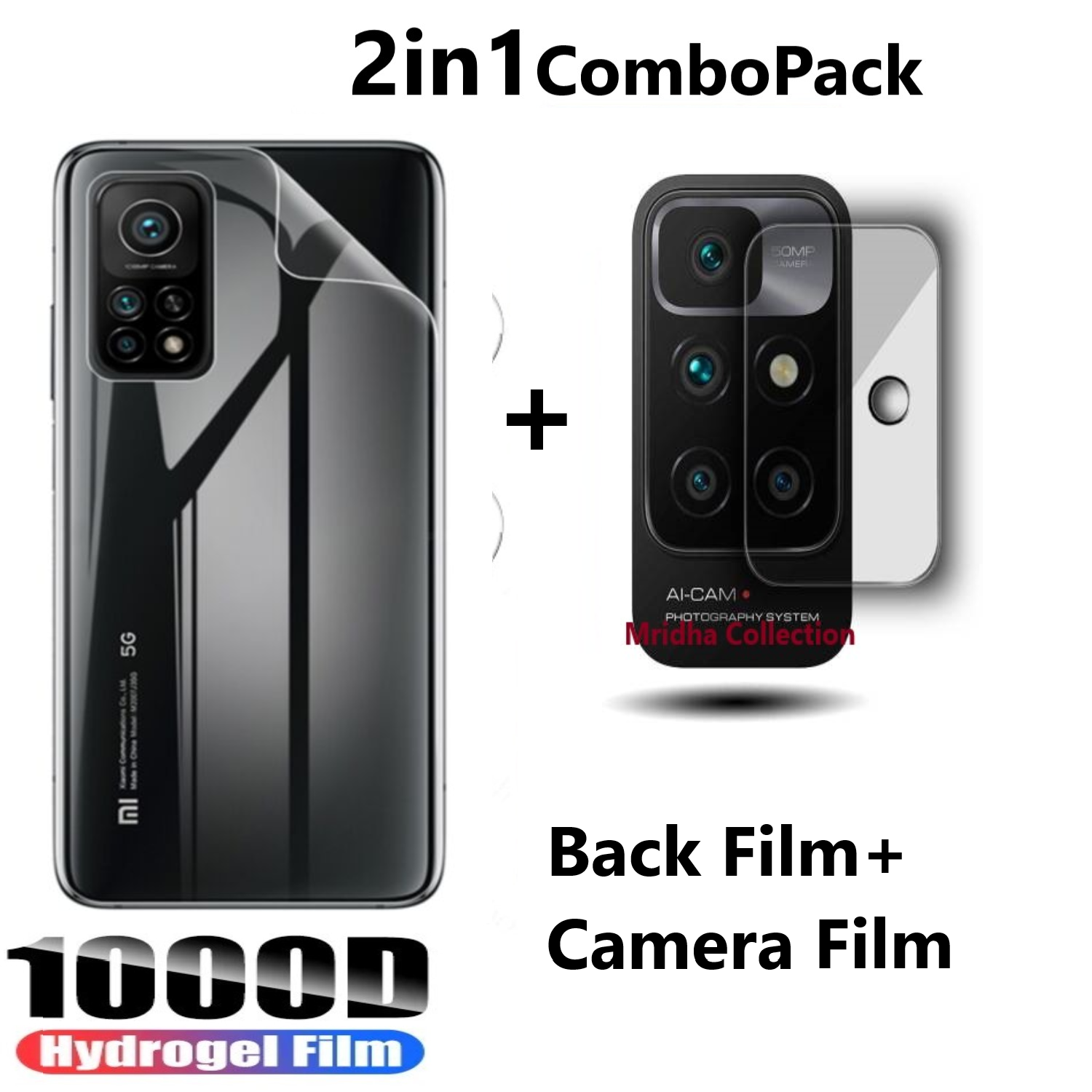 2in1 Back Protector Combo Pack for Xiaomi Redmi 10 Prime (Back Hydrogel Poly Protector+Camera Lens Protector)