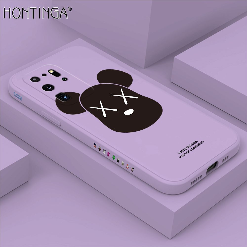 Hontinga for Samsung S20 Ultra Case Side Design Violent Bear Head Back Cover Soft Square Edge Pattern Liquid Silicone Trend Phone Cases