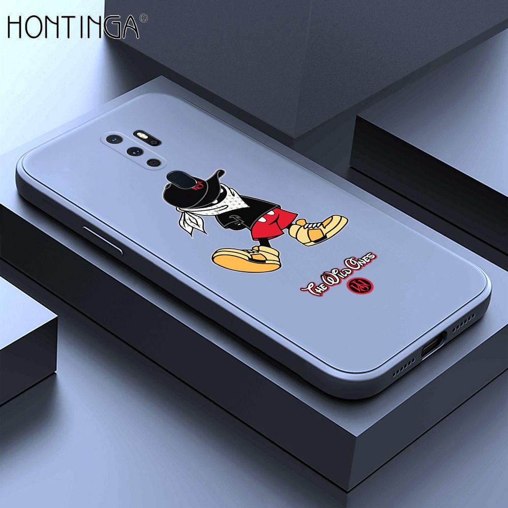 Hontinga for OPPO A5 2020 / A9 2020 Case Cartoon Masked Mouse Phone Case Soft Square Edge Silicone Cases Full Lens Cover Shockproof Protection Cover