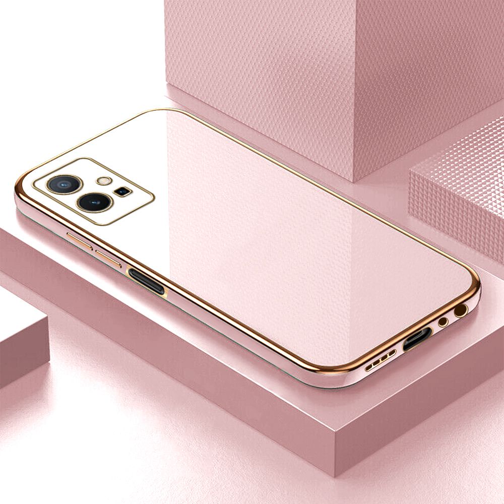 ZeroQiQi for Vivo Y75 5G / Y55 5G Back Cover Luxury 6D Plating Case Side Pattern Soft Silicone Square Phone Cases + Free Lanyard