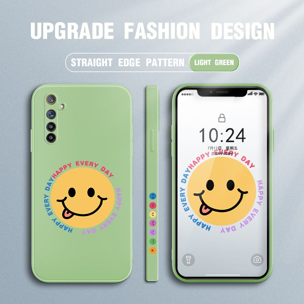 FHKL for Realme 6 / Narzo Back Cover Cartoon Smile Side design Soft Case Multicolor Liquid Silicone Phone Cases