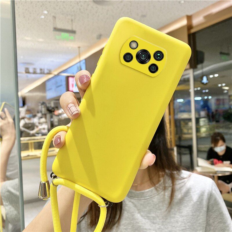 Candy Color Strap Lanyard Case On For Xiaomi Mi Poco X3 Nfc X2 F2 M2 Pro Pocophone F1 Silicone Soft Tpu Back Cover-case with lanyard