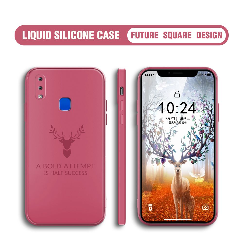 BILI for Vivo Y91 / Y95 Back Cover Simple Antlers Ultra Thin Soft Luxury Square Multicolor Liquid Silicone Phone Case