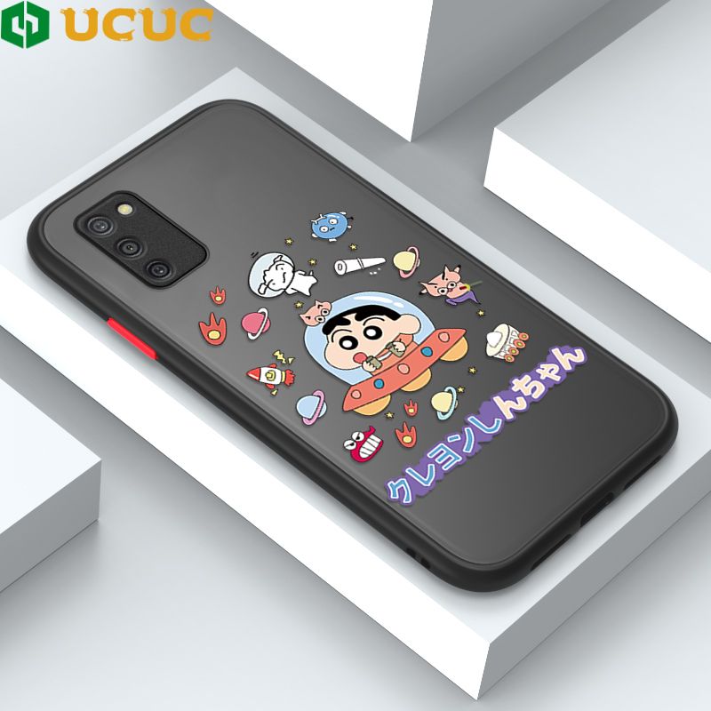 UCUC for Samsung Galaxy A03S Back Cover Spaceship Shinchan Frosted Transparent Hard Phone Case Thin Shockproof Full Cover Camera Protect Case