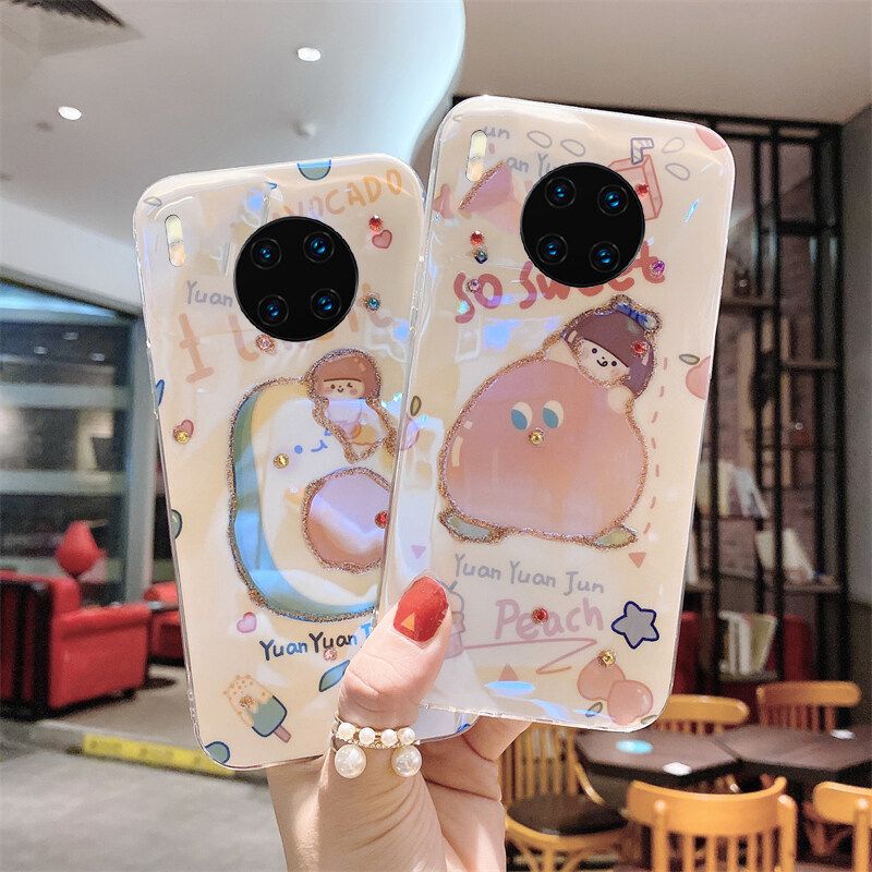 Case For Honor 50 Lite Back Cover Soft Blue-Ray Bling Glitter Cartoon Avocado Girl Silicone Cases Cover for Honor 50 Lite cover