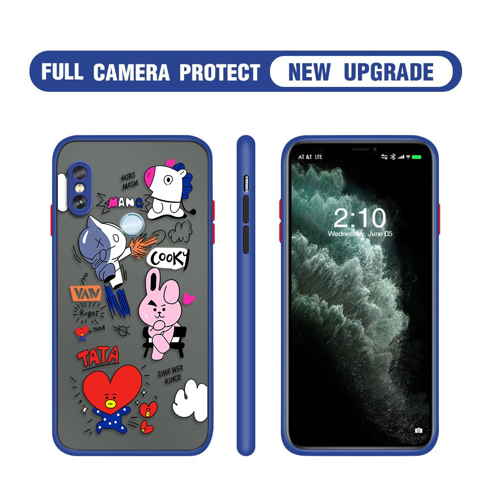Hontinga for Redmi Note 5 Pro Case Cute Cartoon Camera Shockproof Protection Cases Edge Frosted Transparent Phone Cover
