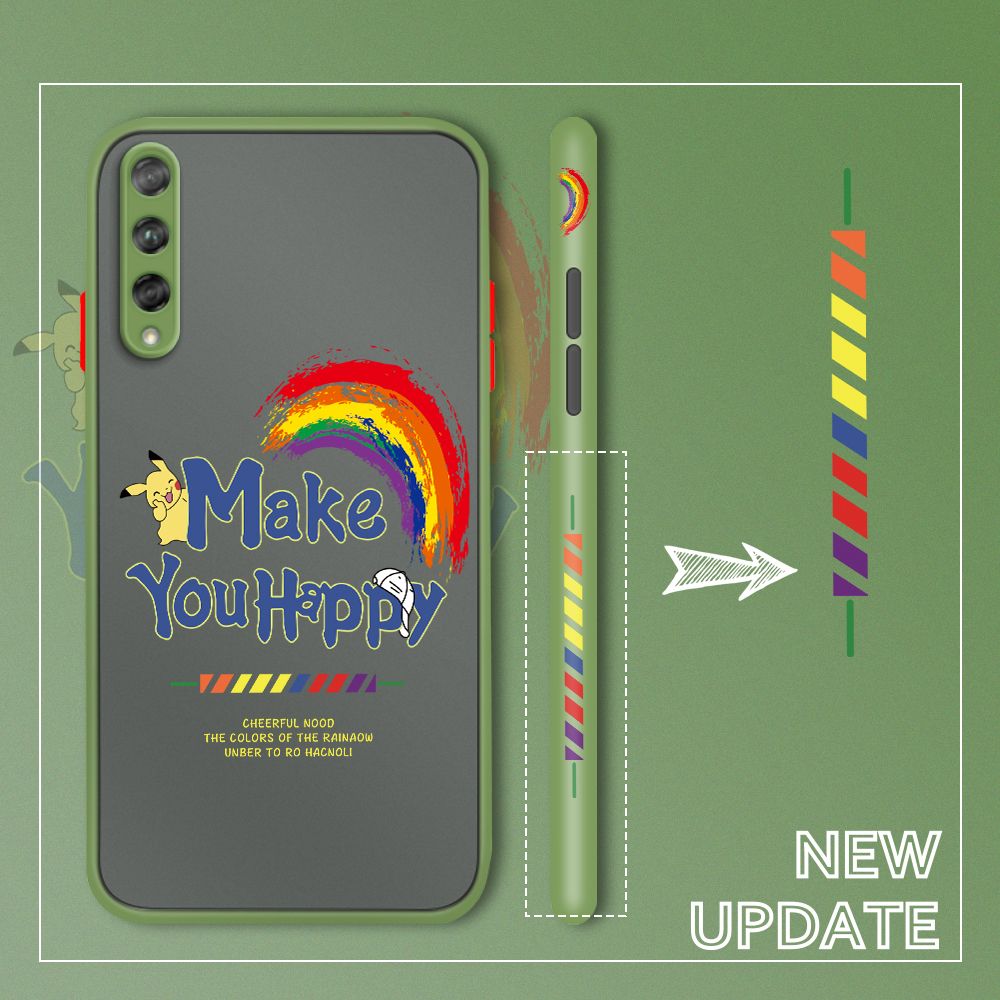 UCUC for Huawei Y9S / Honor 9X Pro Back Cover Rainbow Pikachu Side Printed Design Phone Case Ultra Thin Frosted Cover Shockproof Phone Cover