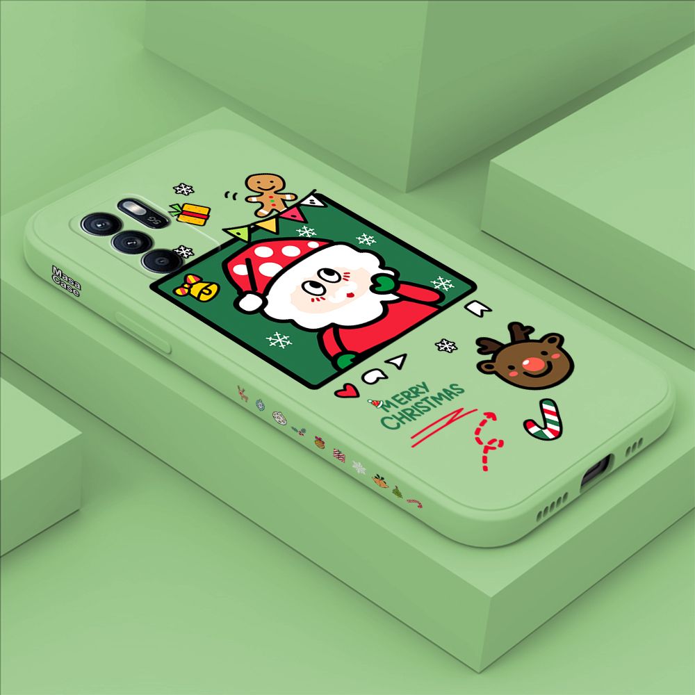 ZeroQiQi for OPPO Reno6 Z 5G Case Santa Claus Christmas Gifts Side Printing Cases Soft Liquid Silicone Phone Cover