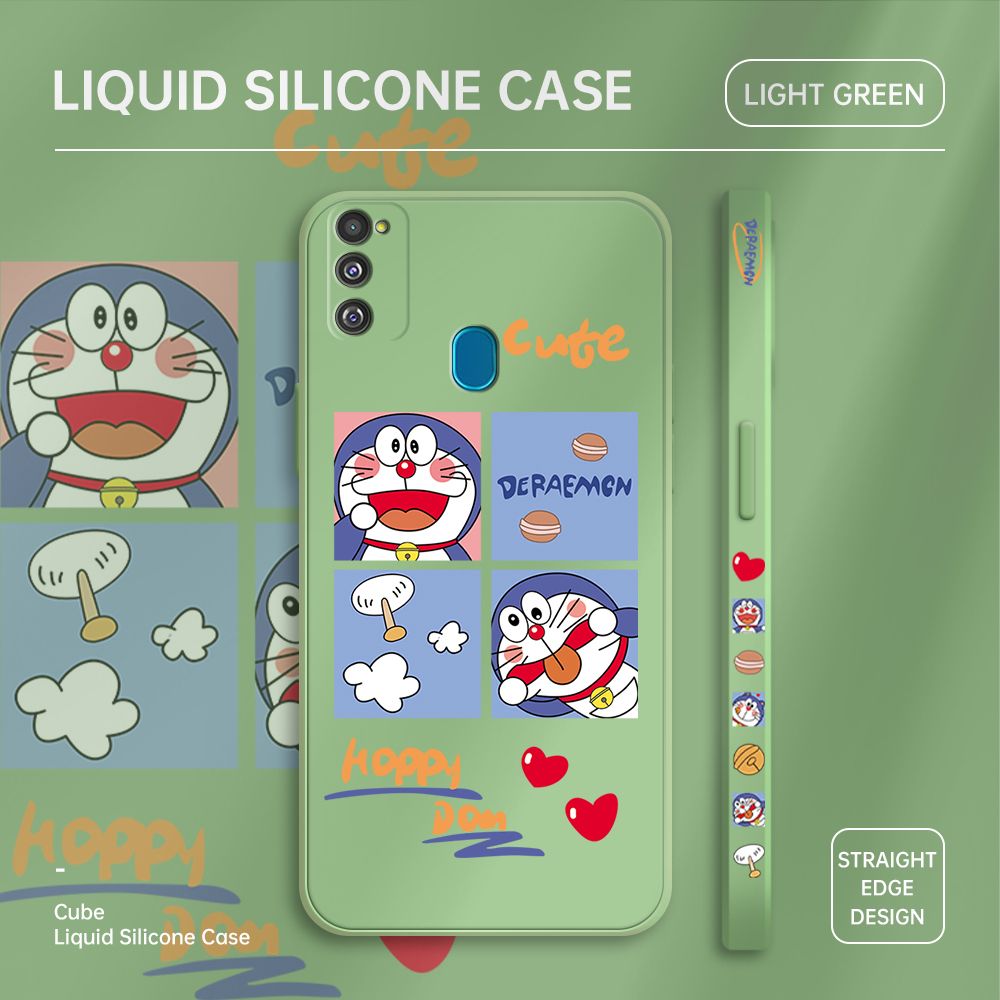 ZeroQiQi for Samsung M21 Case Cartoon Cat Phone Cover Soft Full Lens Protection Case Ultra Thin Soft Liquid Silicone Phone Case