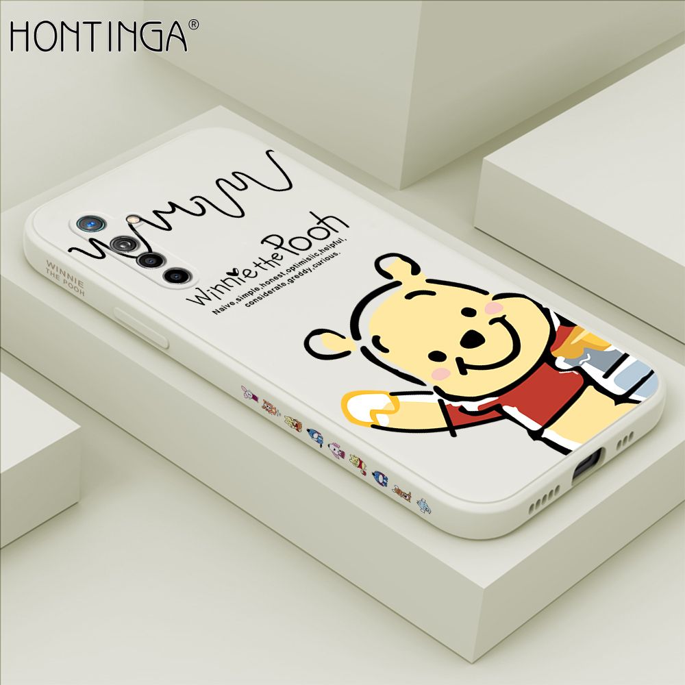 Hontinga for Realme X2 / XT / OPPO K5 Case Side Design Hello Little Bear Back Cover Soft Square Edge Pattern Liquid Silicone Trend Phone Cases