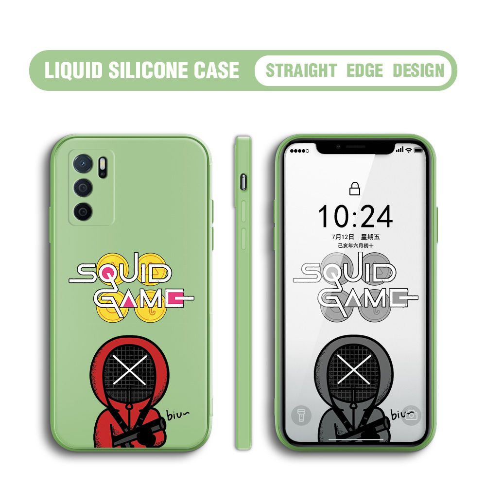 Jizetin for OPPO A16 Case Fashion Cartoon Judge Role Phone Cover Square Liquid Silicone Trend Phone Case