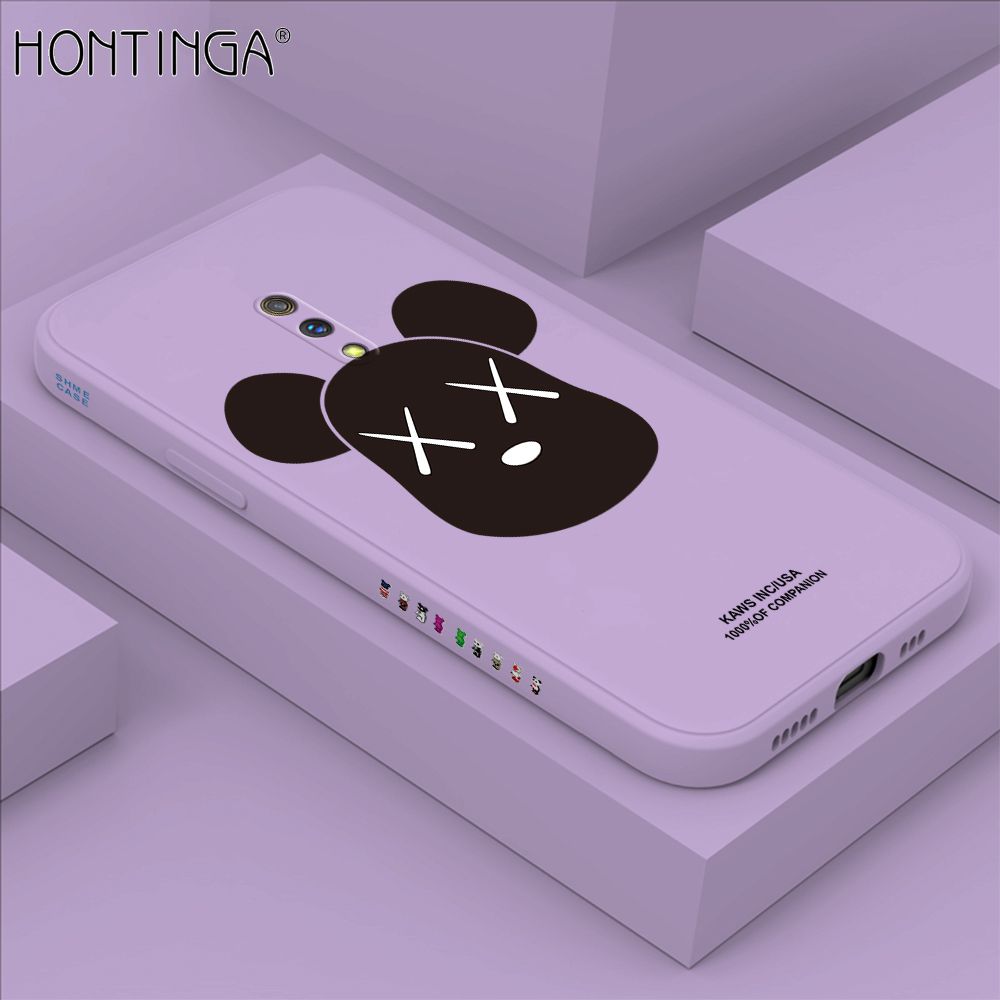 Hontinga for Realme X Case Side Design Violent Bear Head Back Cover Soft Square Edge Pattern Liquid Silicone Trend Phone Cases