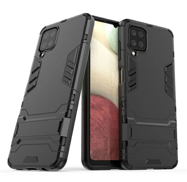For Samsung Galaxy A12 Iron Man Stand Cover Hard Armor and Soft Silicone TPU Frame Phone Case - à¦®à§‹à¦¬à¦¾à¦‡à¦² à¦«à§‹à¦¨ - Phone - Phone Back Cover