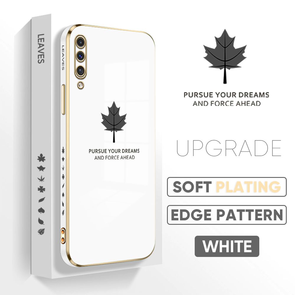 TA for Samsung Galaxy A50 A30S A50S Back Cover + Free Lanyard Maple Leaf Luxury 6D Plating Case Side Pattern Soft Silicone Square Phone Cases