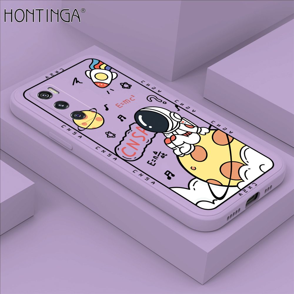 Hontinga for Vivo V20 SE Case Cartoon Astronauts Phone Case Phone Case Soft Square Edge Silicone Cases Full Lens Cover Shockproof Protection Cover