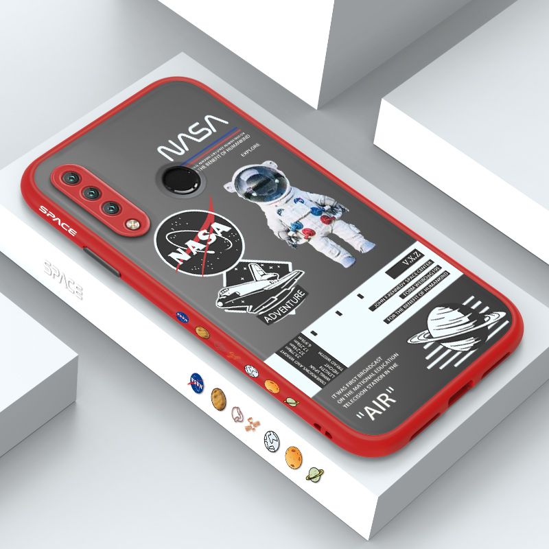 ZeroQiQi for Huawei Nova 4E Case Creative Cartoon Astronaut Side Printed Pattern Design Phone Cover Frosted Transparent Ultra Thin Protective Phone Case