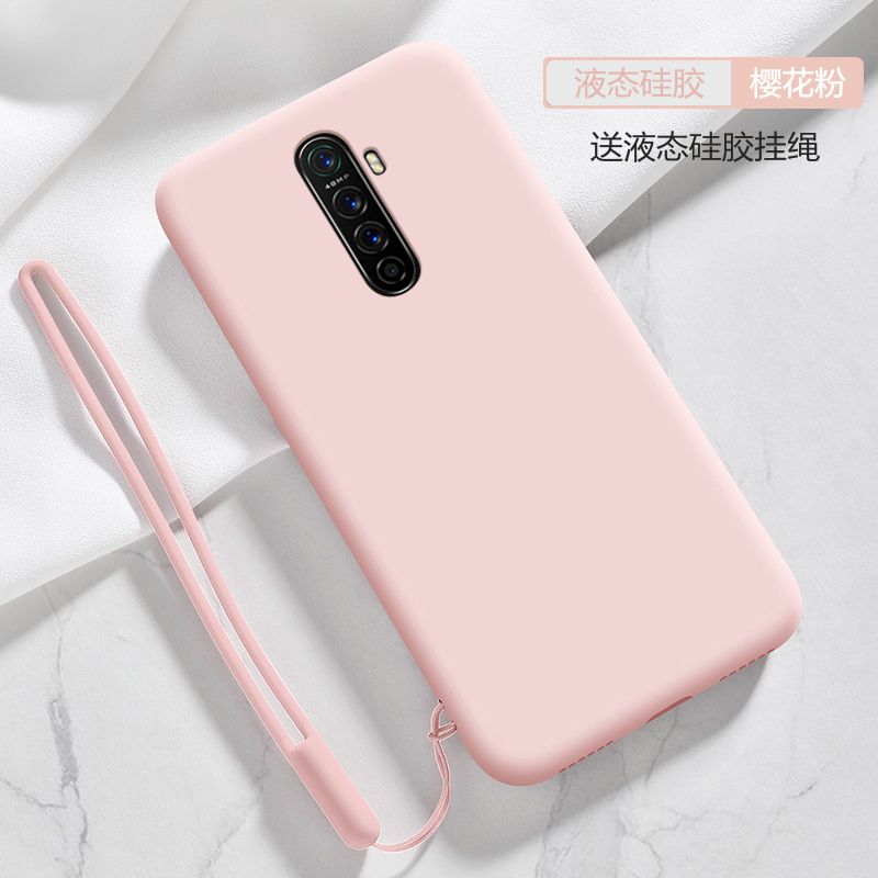 For Realme X2 Pro Case Ultra thin Soft Phone Back Cover Smooth Liquid Silicone Flocking Protective Casing (With Free Gift lanyard)