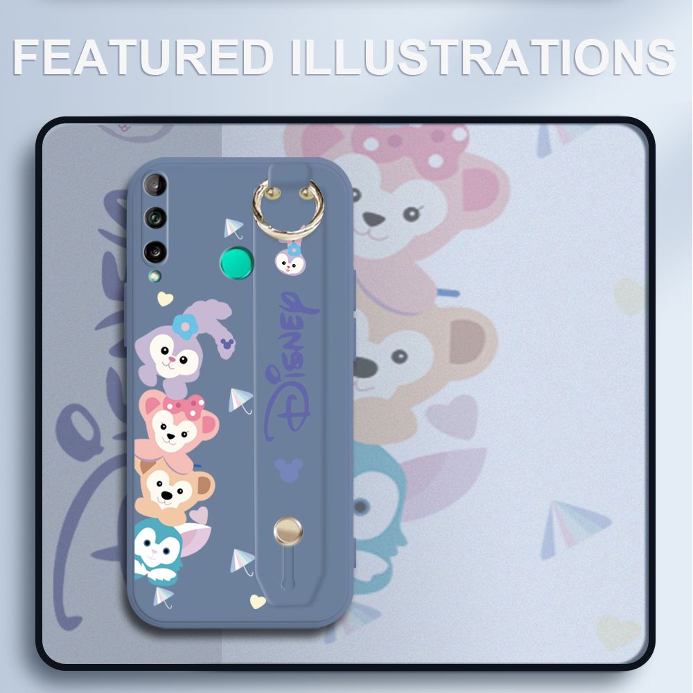 UCUC for Huawei Y7P Wrist Strap Case Creative Cartoon Cute Bunny Cover Ultra Thin Anti Fall Liquid Silicone Phone Case