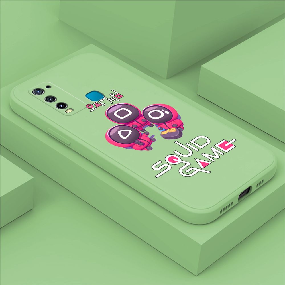 ZeroQiQi for Vivo Y30i Case Cute Cartoon Cute Squid Character Phone Cover Square Liquid Silicone Shockproof Phone Protective Case