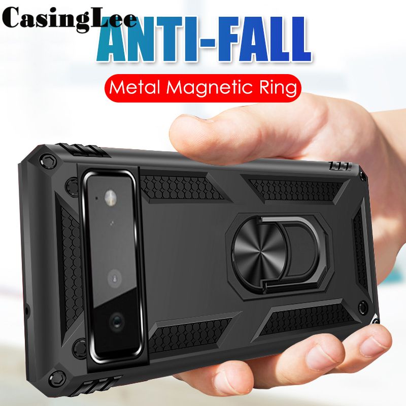 Casinglee For Google Pixel 6 Pro Case Shockproof Armor Stand with Holder Car Magnetic Ring Back Cover For Google Pixel6 Pro Phone cases For girls and Boys