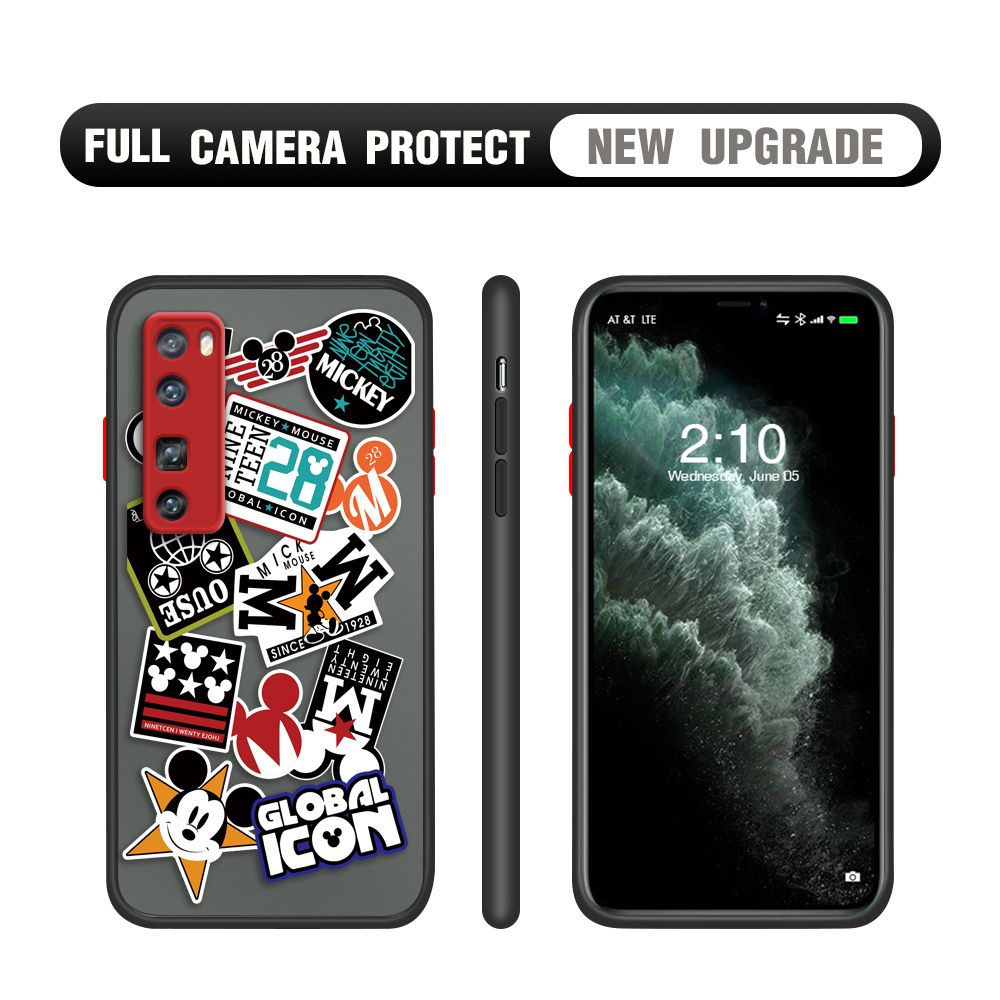 Hontinga for Huawei Nova 7 Pro Case Travel Poster Camera Shockproof Protection Cases Edge Frosted Transparent Phone Cover