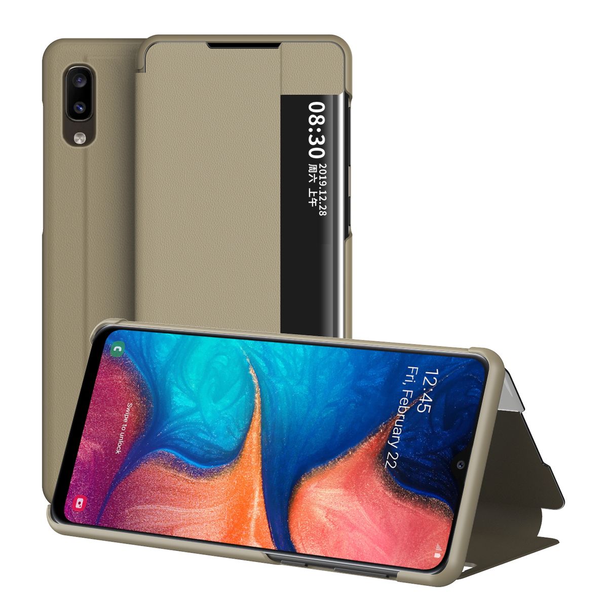 Smart Case For Samsung Galaxy A20E Cover Flip PU Leather Shockproof Window View Cases