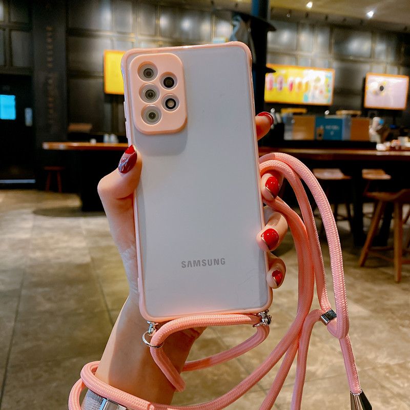 ROYE ROYE For Samsung Galaxy A52 A72 S21 S20 Plus Note 20 Ultra A51 A71 A42 A32 5G A12 A02 A21S A50 Crossbody Sling Shoulder Strap Lanyard Camera Lens Protection Phone Case Cover