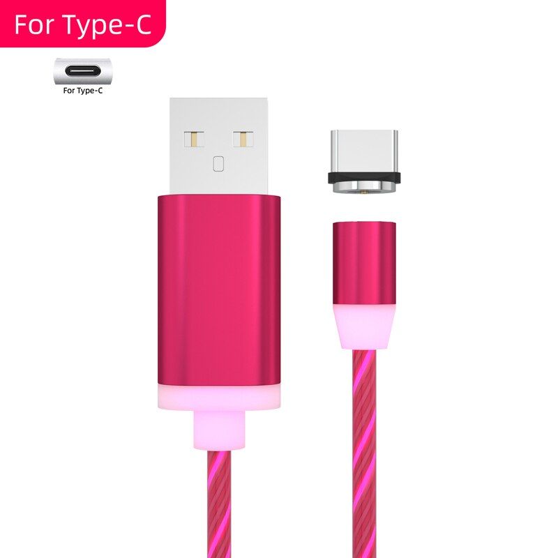 Magnetic LED flicker lighting Cable Fast Charging Magnet Micro USB Type C Cable LED Wire Cord Type C Charger For iPhone Samsung