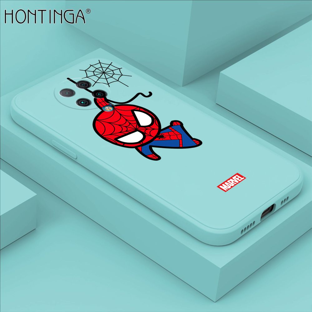 Hontinga for Xiaomi Redmi K30 Pro / K30 Pro Zoom / Xiaomi Poco F2 Pro Case Cute Marvel Avengers Cartoon Spiderman Spider Man Phone Case Square Edge Silicone Cases Full Lens Cover Shockproof Protection Case
