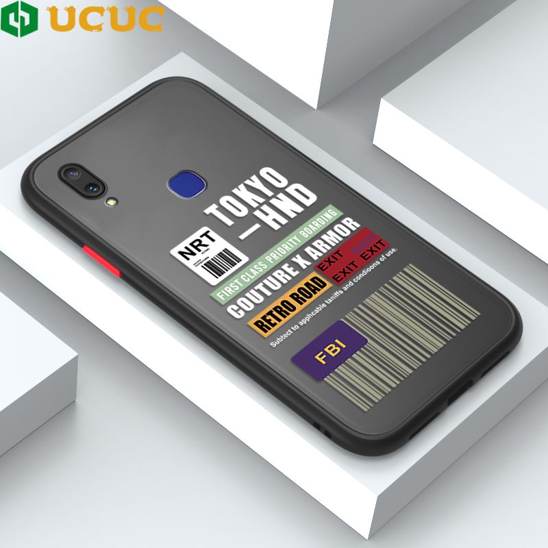 UCUC for Vivo V11i Z3 Z3i Back Cover FBI Sticker Frosted Transparent Hard Phone Case Thin Shockproof Full Cover Camera Protect Case