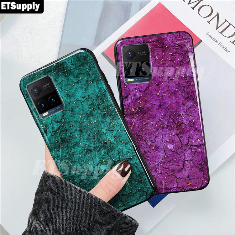 For VIVO Y33T Phone Case Luxury Fashion Female Lady Phone Cases Rhinestone Soft Cover Green Purple Girl Back case for VIVO Y33T Back case