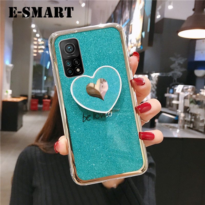 Phone case Xiaomi 10T Pro Back Cover Fashion Couple Cases Bling Gold Glitter Loved Bracket Holder Stand Ring Soft Protector Cover Xiaomi Mi 10T Pro case
