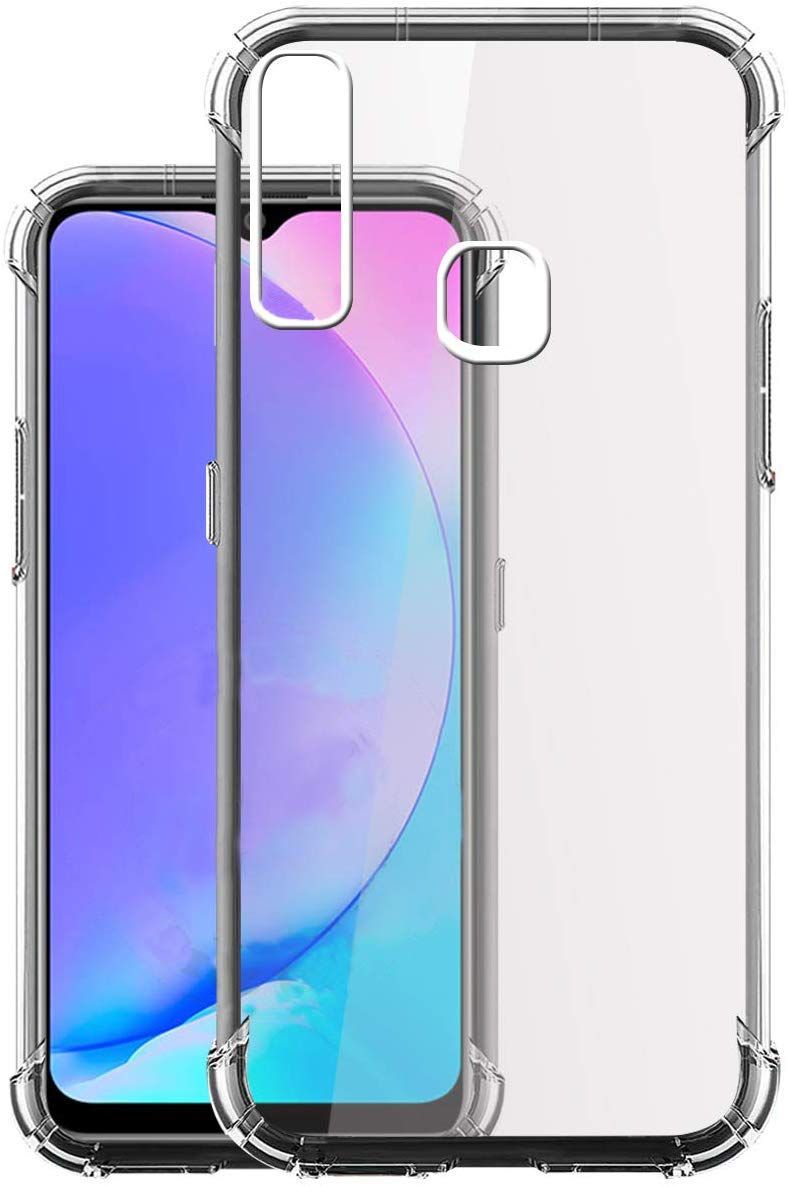 For Vivo Y17 Transparent 6D Crystal silicone Bumper case antiShock corner Clear back cover