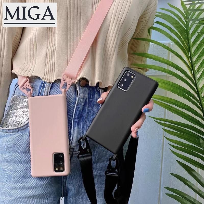 Silicone Lanyard Crossbody Shoulder Necklace Phone Case With Color Strap Cord Neck Strap Sling For Samsung s20 s21 note10 note20 s10 s10plus note20ultra note9 Full Cover Case