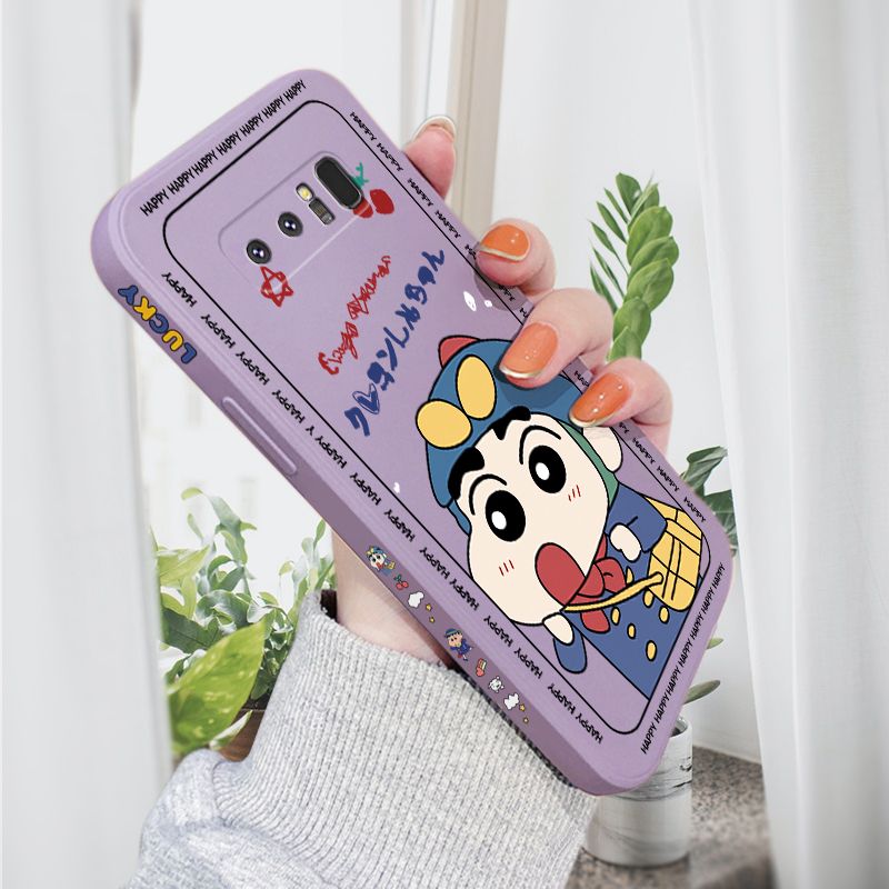 AMORVOR for Samsung Galaxy Note 8 Back Cover Cartoon Shin-chan Action Kamen Side design Soft Case Liquid Silicone Phone Cases