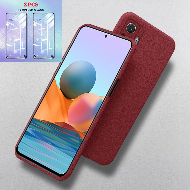 (2Pcs Free Tempered Glass) Pluscase for Xiaomi Redmi Note 10 Pro Soft Sandstone Case Quicksand Back Cover and Screen Protector Film