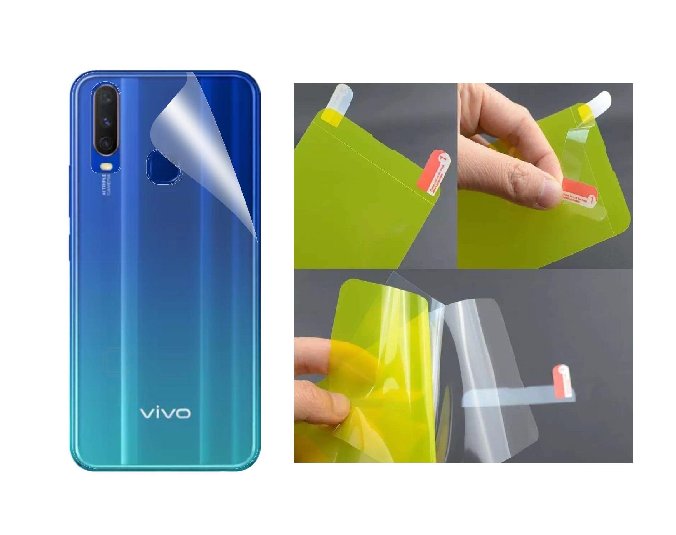 Vivo Y12 Crystal Clear Back Skin (Gel Poly not Glass) 3D Real Transparent Skin Glossy Finish