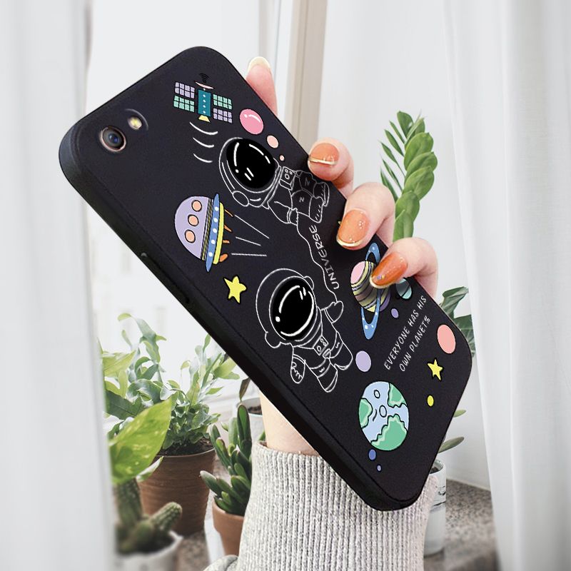 AMORVOR for OPPO R9S Plus Back Cover Cartoon Cute Astronaut Side design Soft Case Liquid Silicone Phone Cases