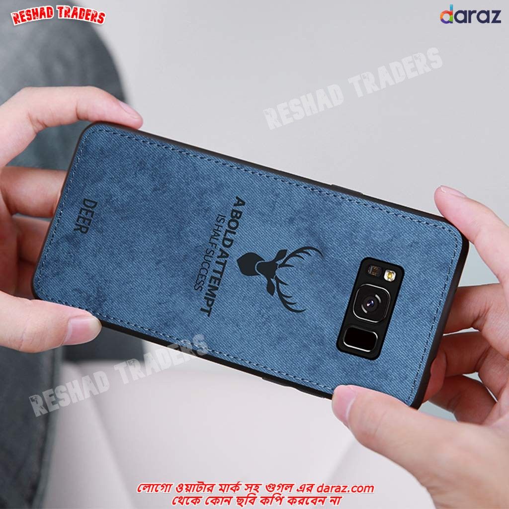 Samsung Galaxy S8+ / Samsung Galaxy S8 plus - e Reshad Traders Slim Hybrid Soft Back Cover with Fabric Deer Design Canvas casing Stripe Waterproof Case