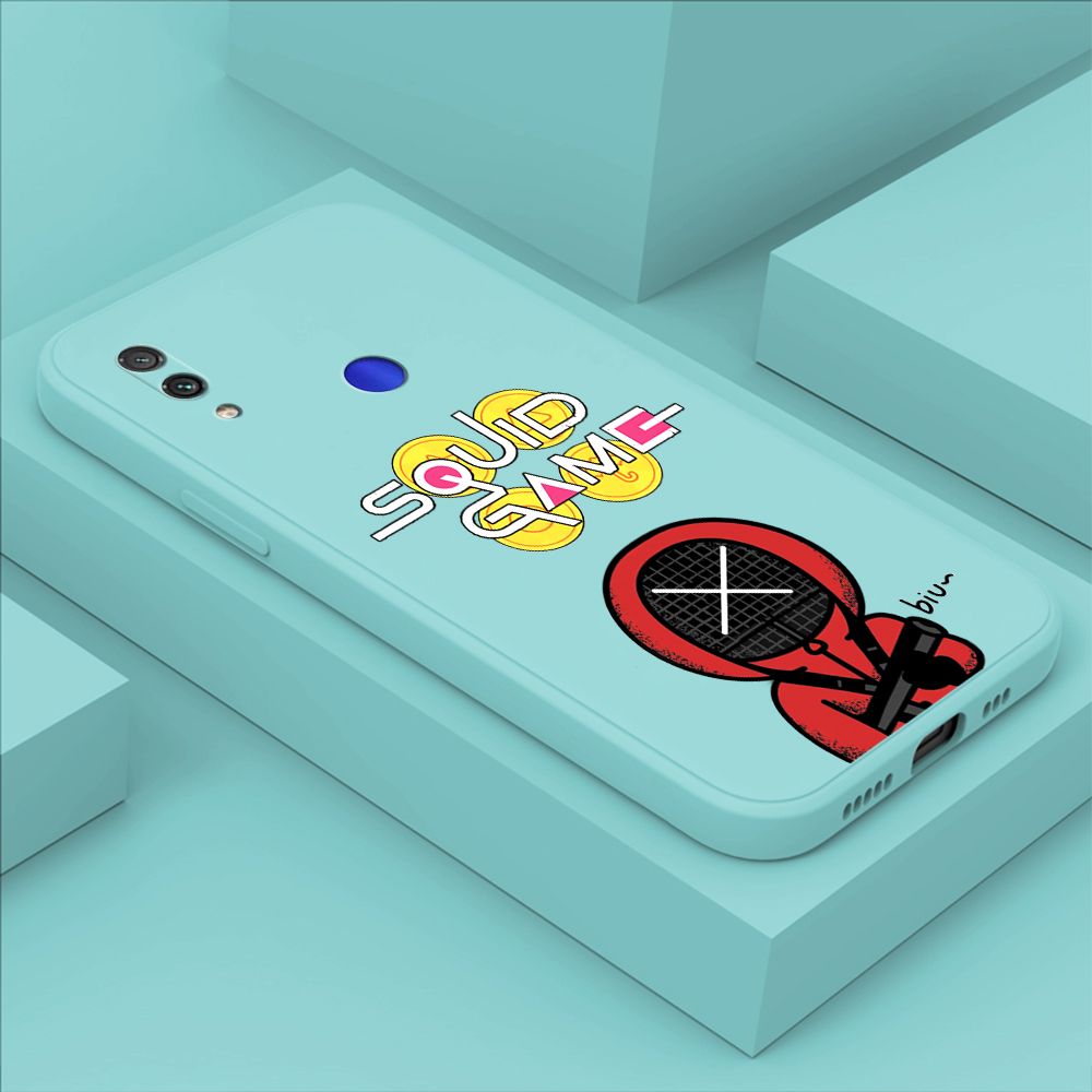 ZeroQiQi for Xiaomi Redmi Note 7 Case Fashion Cartoon Electric Baton Judge Role Phone CoverSquare Liquid Silicone Trend Phone Case