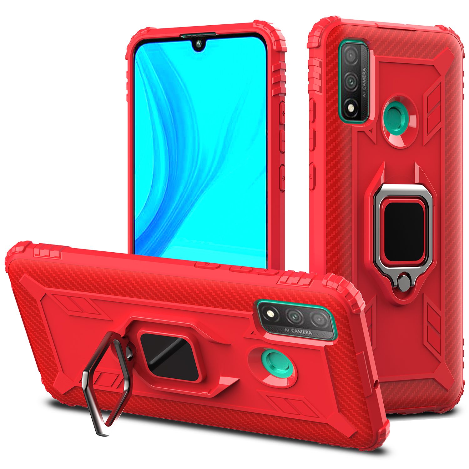For Huawei Y9 Prime 2019 Armored Carbon Fiber Lord of the Rings Anti Fall Protection Case is Suitable