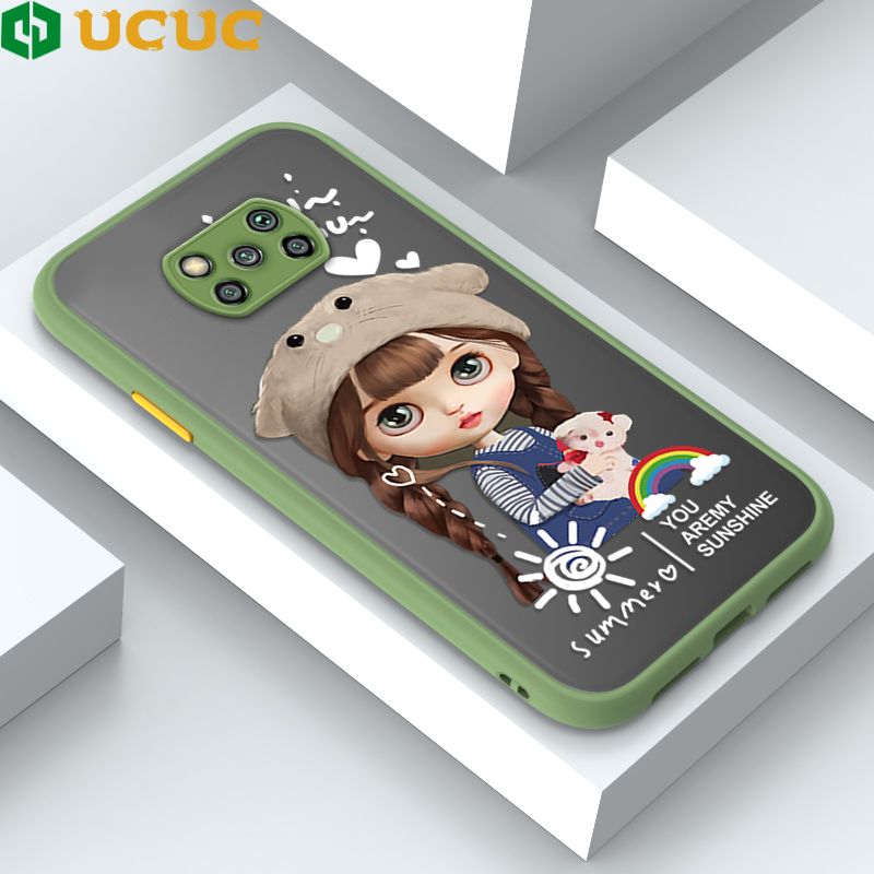 UCUC for Xiaomi Poco X3 / X3 Pro / X3 NFC Back Cover Rainbow Lovely Girls Frosted Transparent Hard Phone Case Thin Shockproof Full Cover Camera Protect Case
