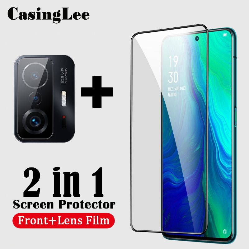 2 In 1 for Xiaomi 11T / Xiaomi 11T Pro Screen Protector Tempered Glass Film + Lens Protector Glass Film Xiaomi Mi 11T / Xiaomi Mi 11T Pro full screen cover